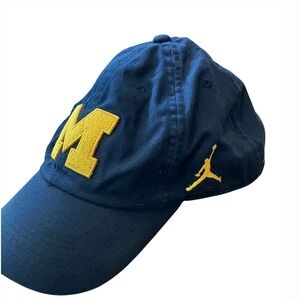 Jordan Brand Michigan Wolverines Hat Navy Blue Yellow Jumpman Dad Cap Adjustable
